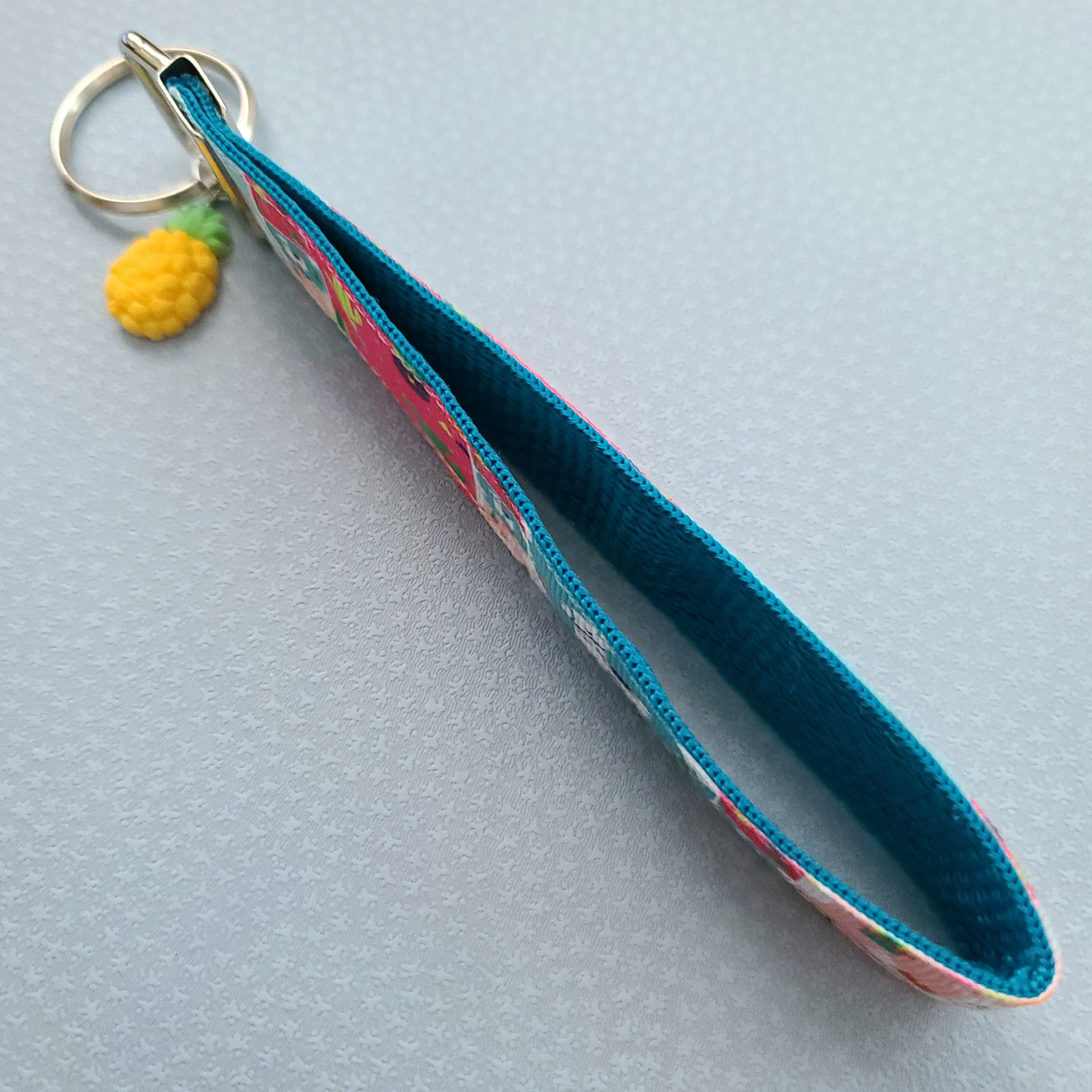 Llamas and Happy Cactus on Silver Key Chain Fob with Cactus or Pineapple Charm