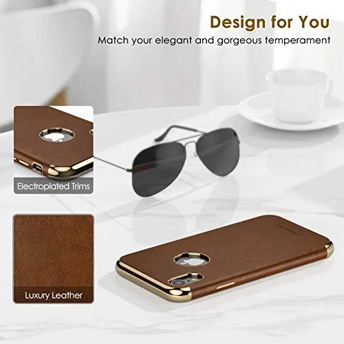 LOHASIC iPhone XR Case, Slim Fit Luxury Leather Cover Flexible Soft Grip Non-Slip Bumper Shockproof Scratch Resistant Full Body Protective Phone Cases for Apple iPhone XR (2018) 6.1"- Brown