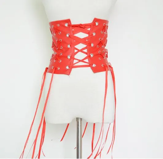 Long Fringe Belt Black Leather Designer Belts for Women