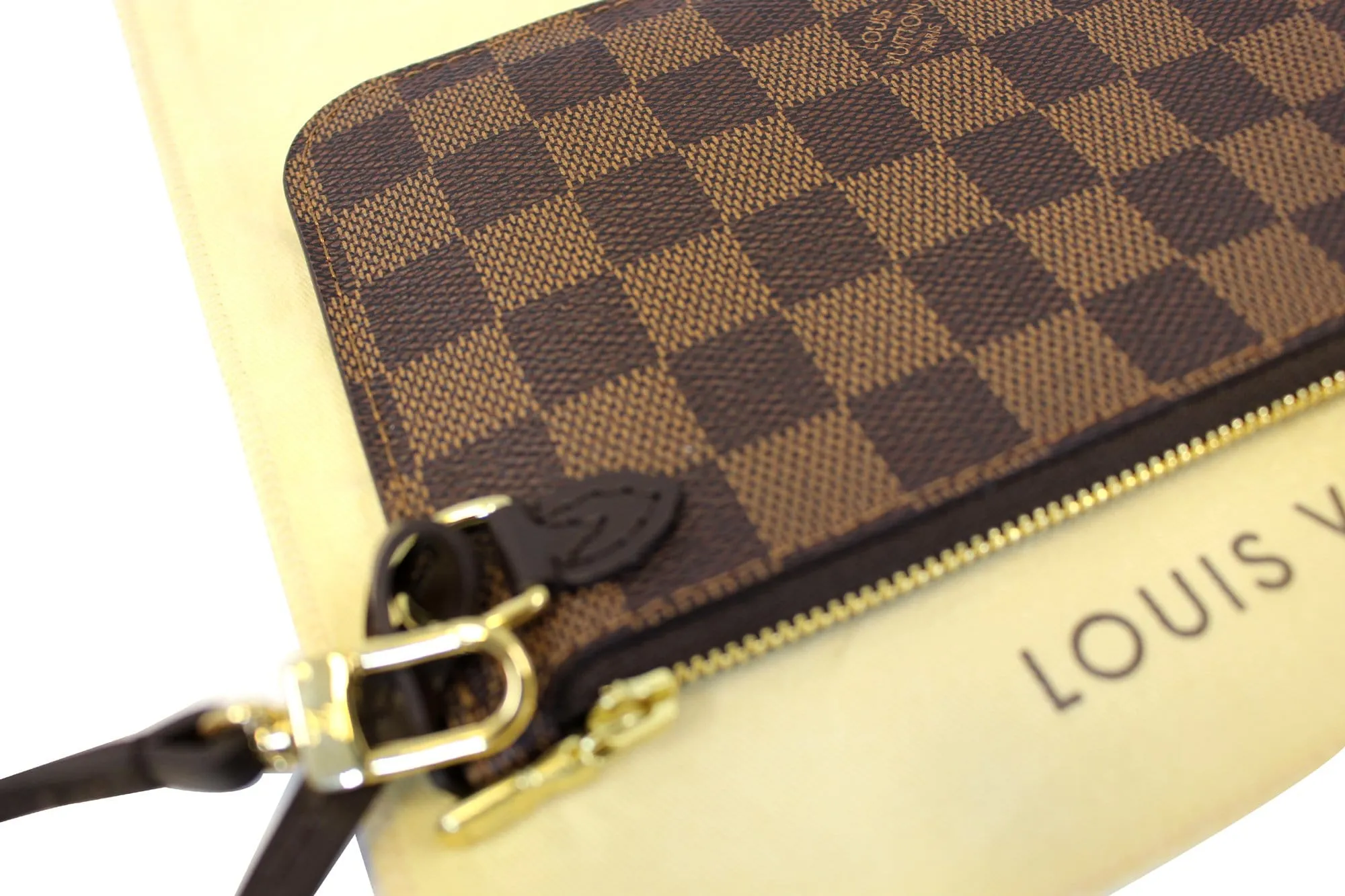LOUIS VUITTON Damier Ebene Pochette Wristlet Pouch Neverfull PM