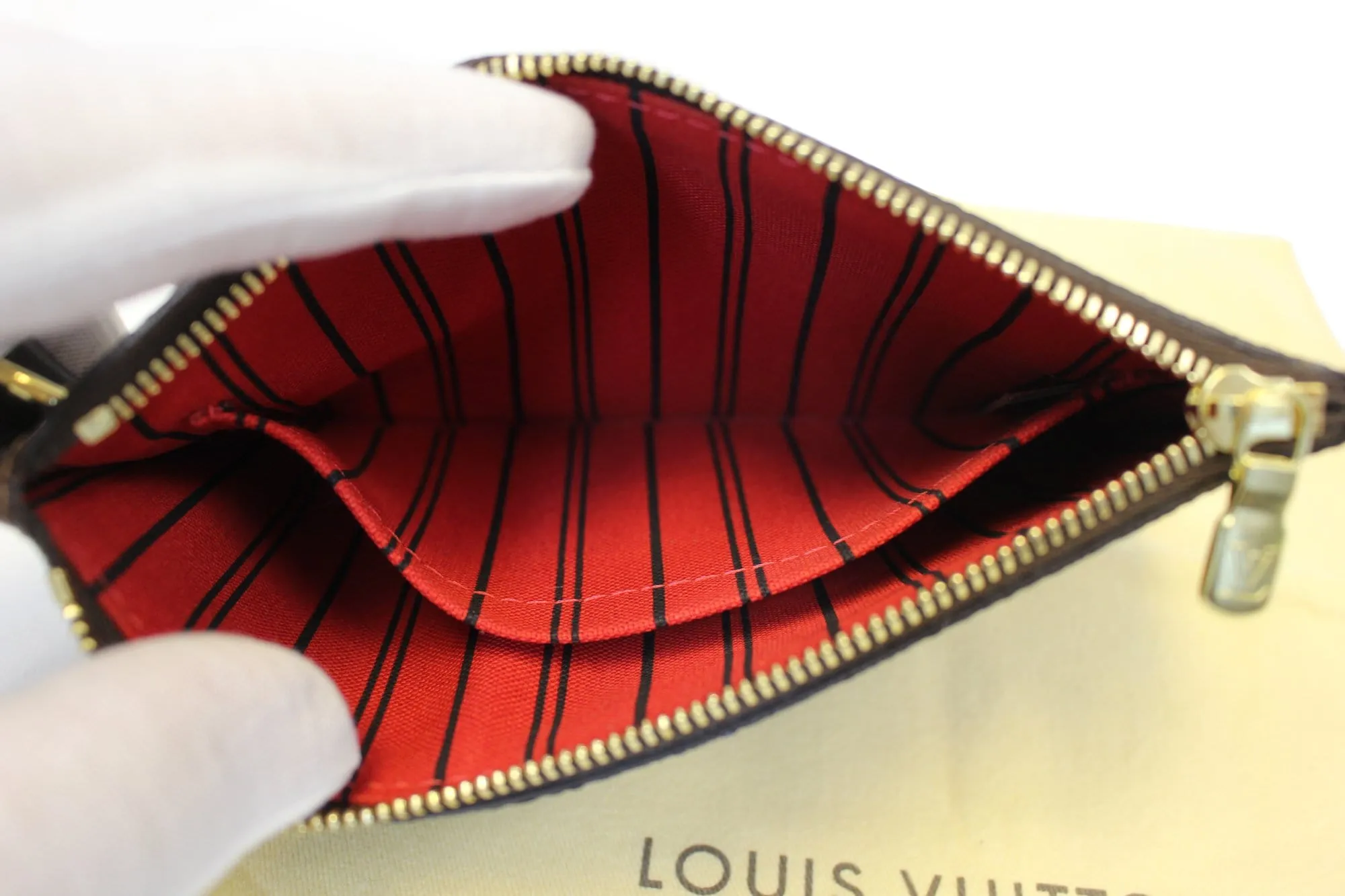 LOUIS VUITTON Damier Ebene Pochette Wristlet Pouch Neverfull PM