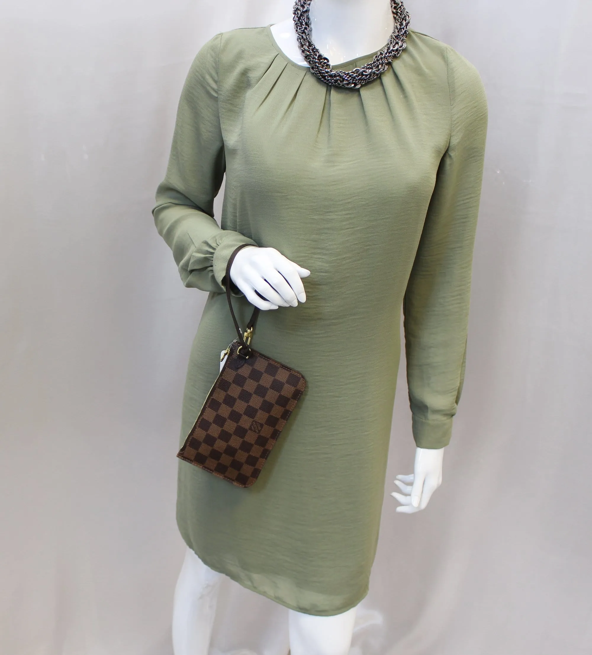 LOUIS VUITTON Damier Ebene Pochette Wristlet Pouch Neverfull PM