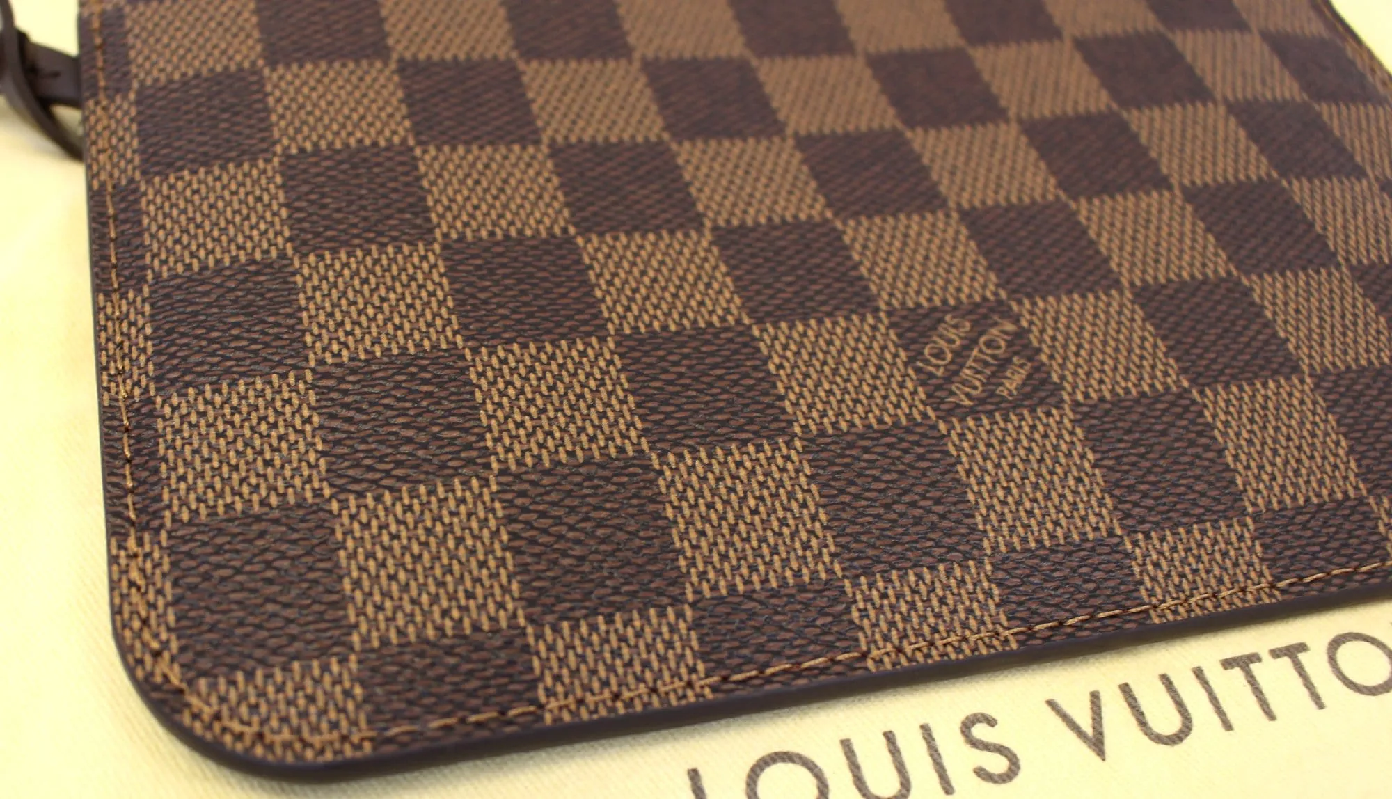 LOUIS VUITTON Damier Ebene Pochette Wristlet Pouch Neverfull PM