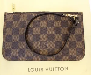 LOUIS VUITTON Damier Ebene Pochette Wristlet Pouch Neverfull PM