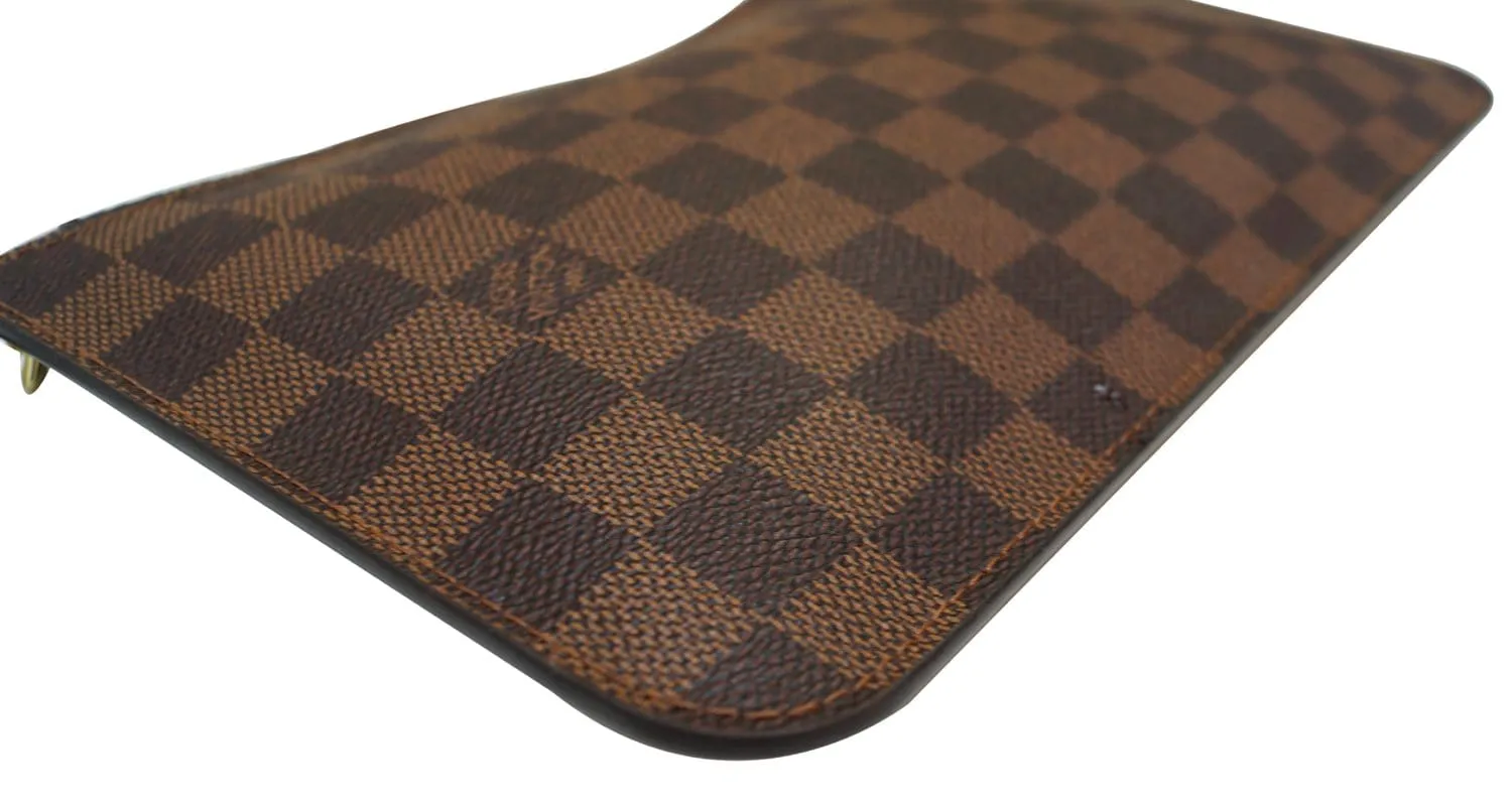 LOUIS VUITTON Damier Ebene Pochette Wristlet Pouch Neverfull Rose Ballerine