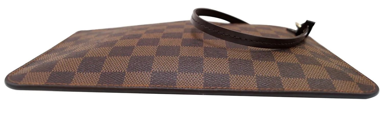 LOUIS VUITTON Damier Ebene Pochette Wristlet Pouch Neverfull Rose Ballerine