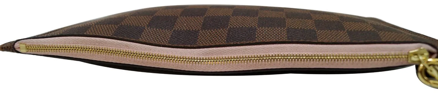 LOUIS VUITTON Damier Ebene Pochette Wristlet Pouch Neverfull Rose Ballerine