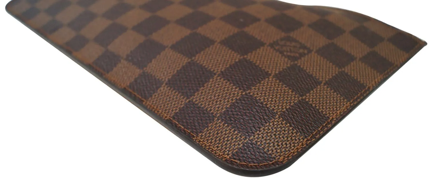 LOUIS VUITTON Damier Ebene Pochette Wristlet Pouch Neverfull Rose Ballerine