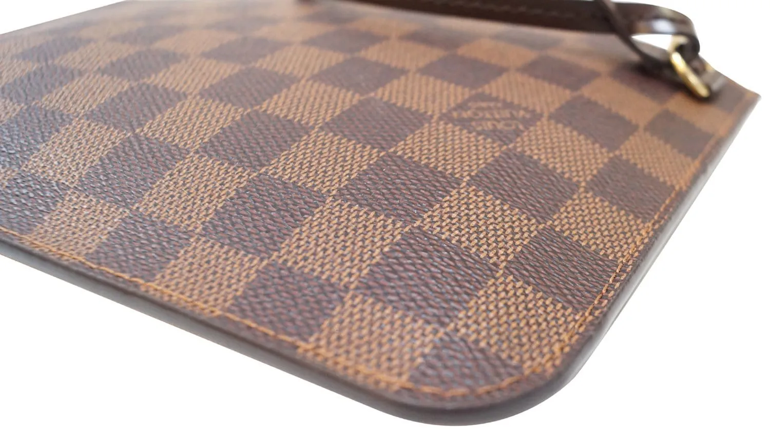 LOUIS VUITTON Damier Ebene Pochette Wristlet Pouch Neverfull Rose Ballerine