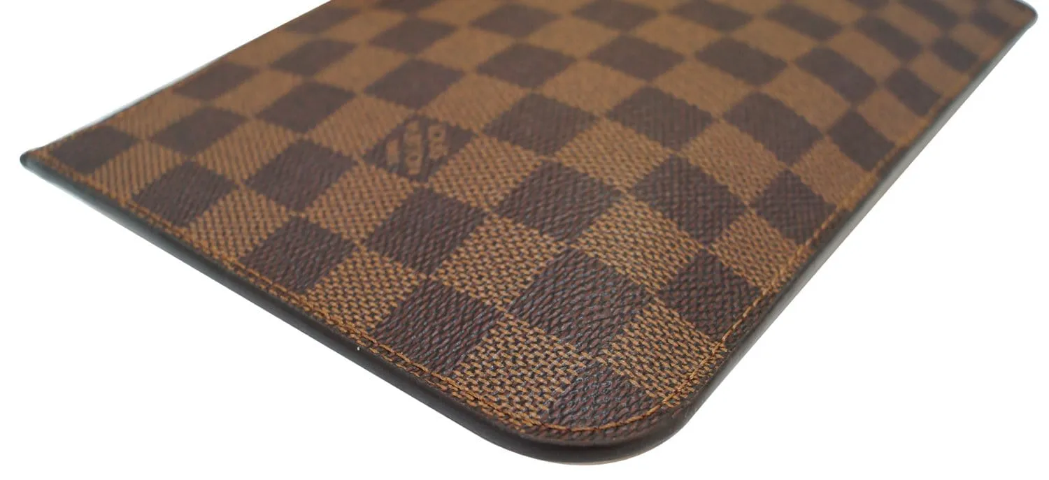 LOUIS VUITTON Damier Ebene Pochette Wristlet Pouch Neverfull Rose Ballerine