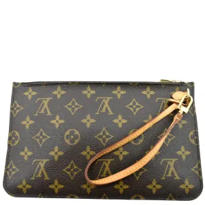LOUIS VUITTON Neverfull Monogram Canvas Pochette Wristlet Pouch Brown