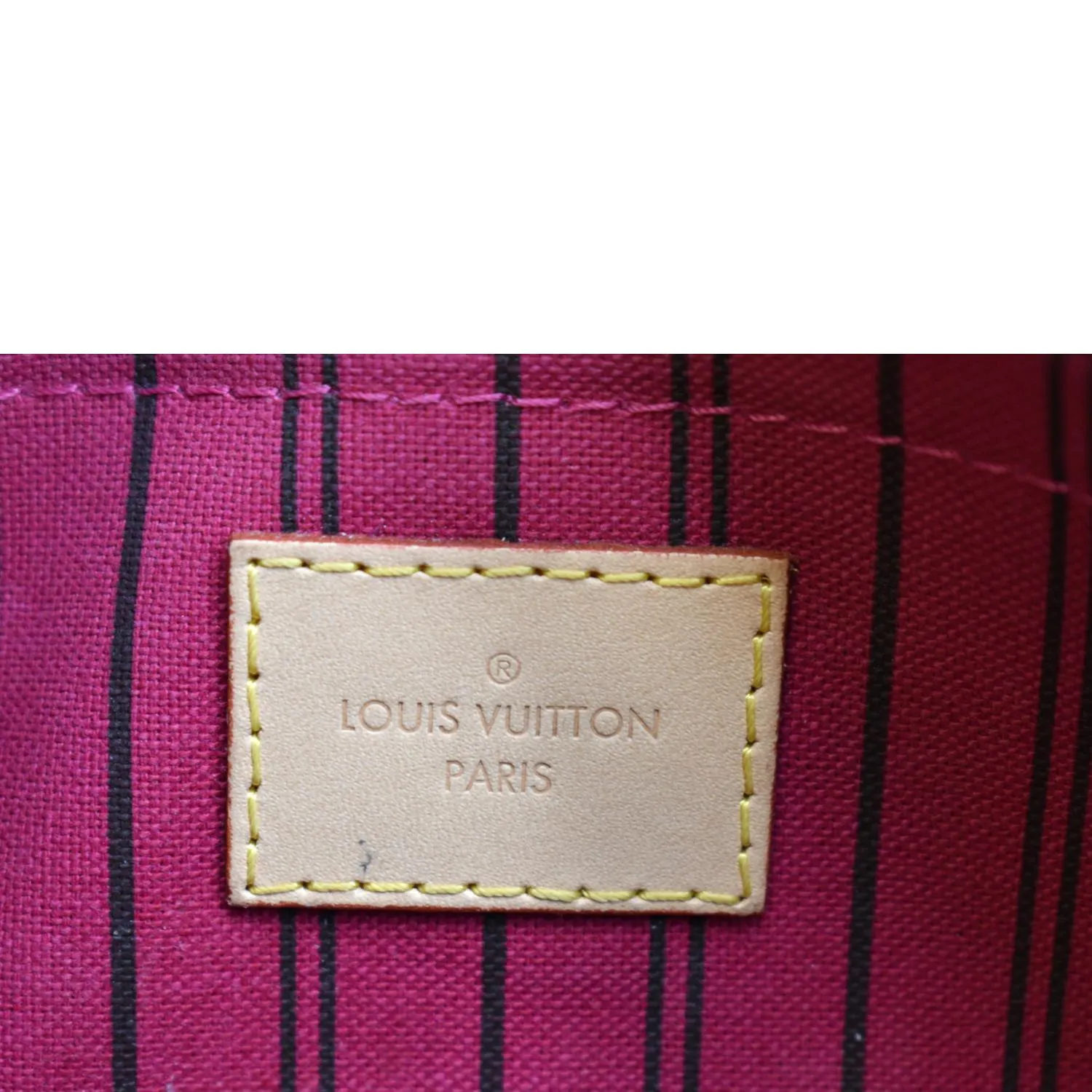 LOUIS VUITTON Neverfull Monogram Canvas Pochette Wristlet Pouch Cerise