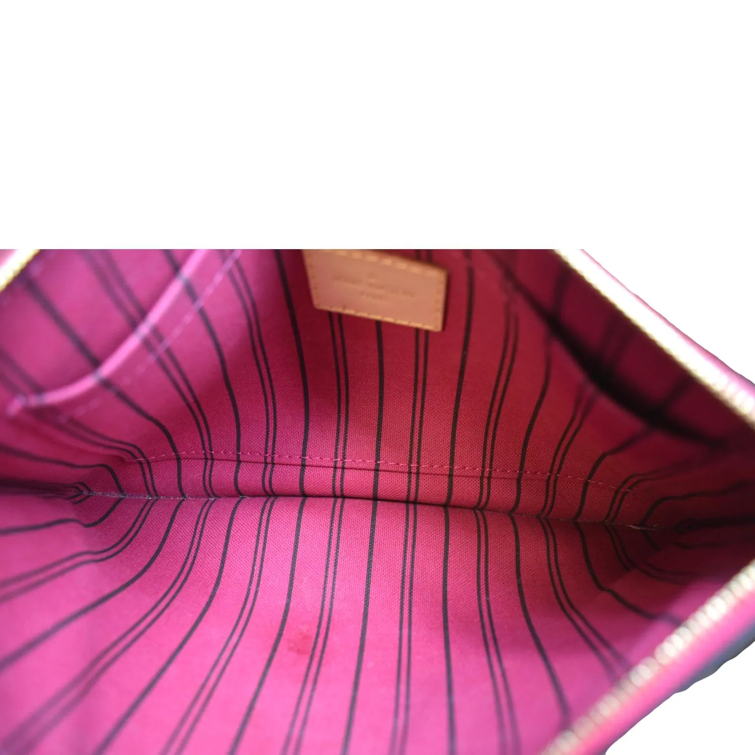 LOUIS VUITTON Neverfull Monogram Canvas Pochette Wristlet Pouch Cerise