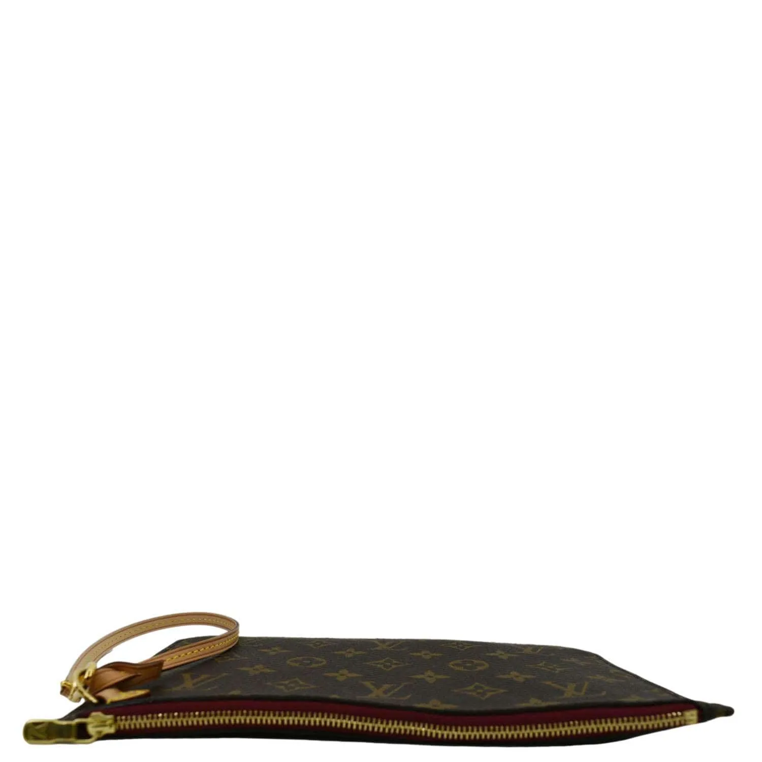 LOUIS VUITTON Neverfull Monogram Canvas Pochette Wristlet Pouch Cerise
