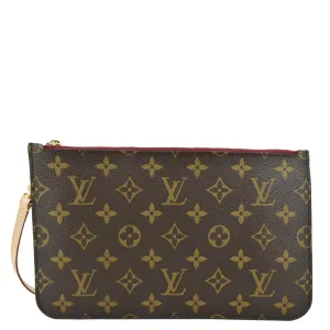 LOUIS VUITTON Neverfull Monogram Canvas Pochette Wristlet Pouch Cerise