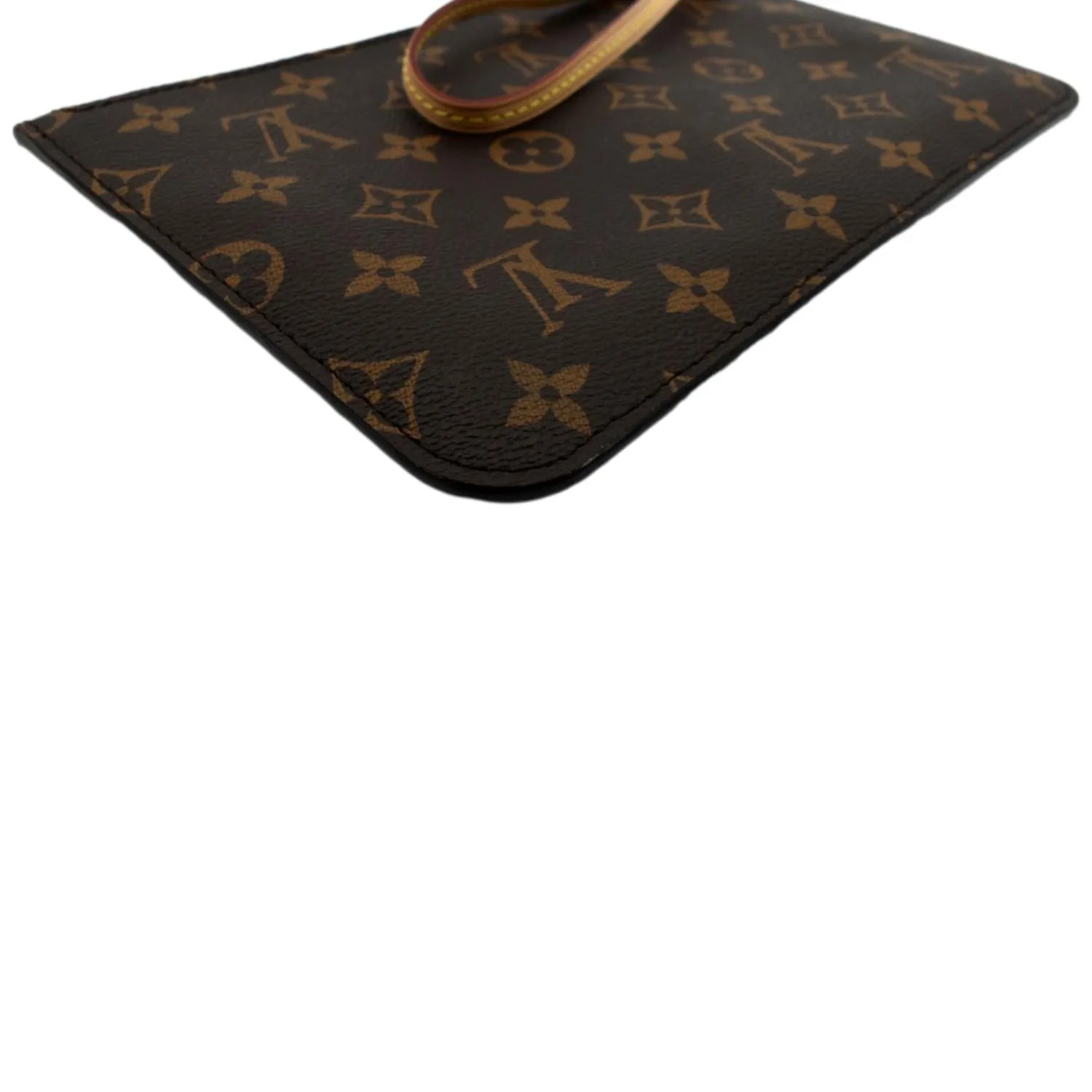LOUIS VUITTON Neverfull Monogram Canvas Pochette Wristlet Pouch Cerise