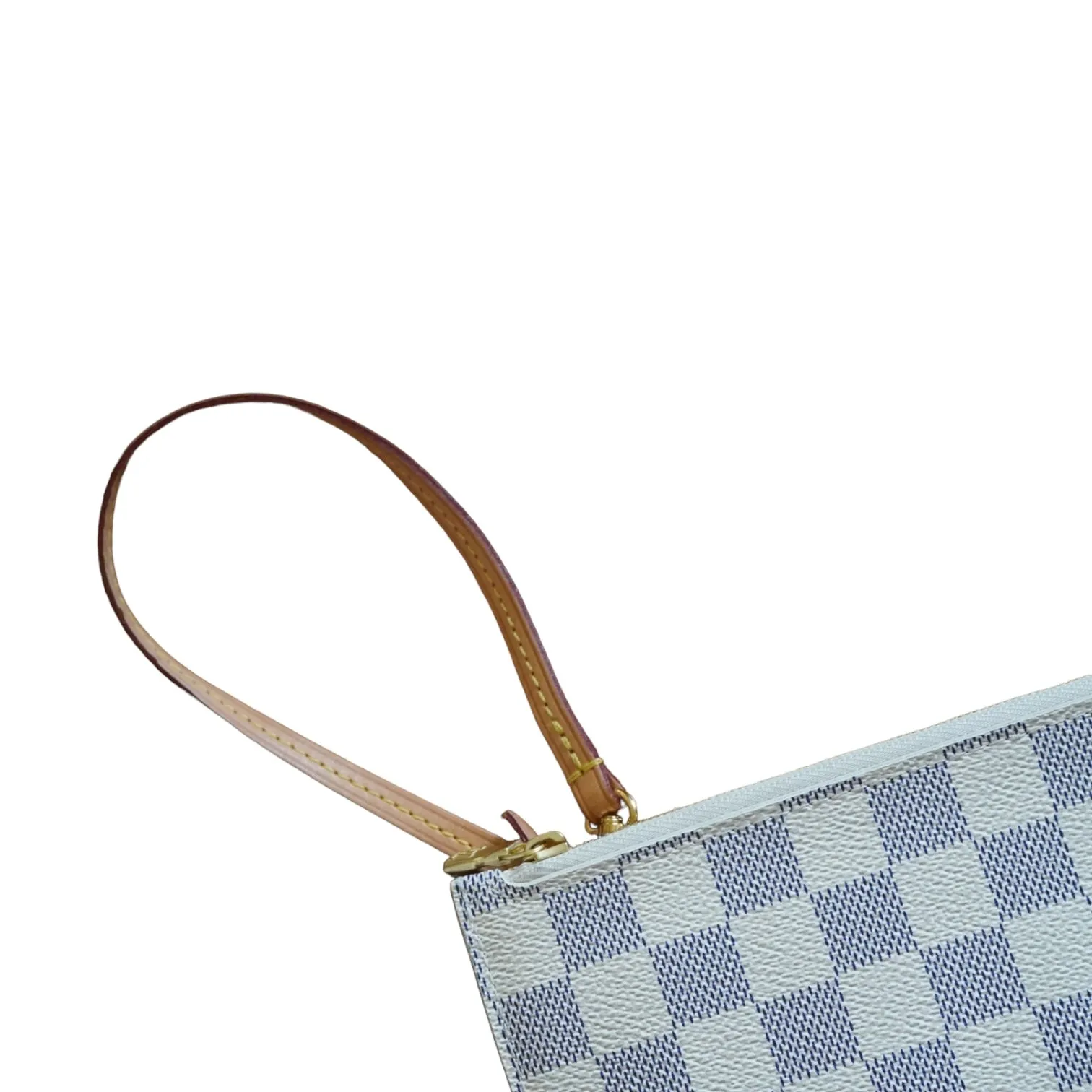 Louis Vuitton Neverfull Pouch In Damier Azur With Beige Interior