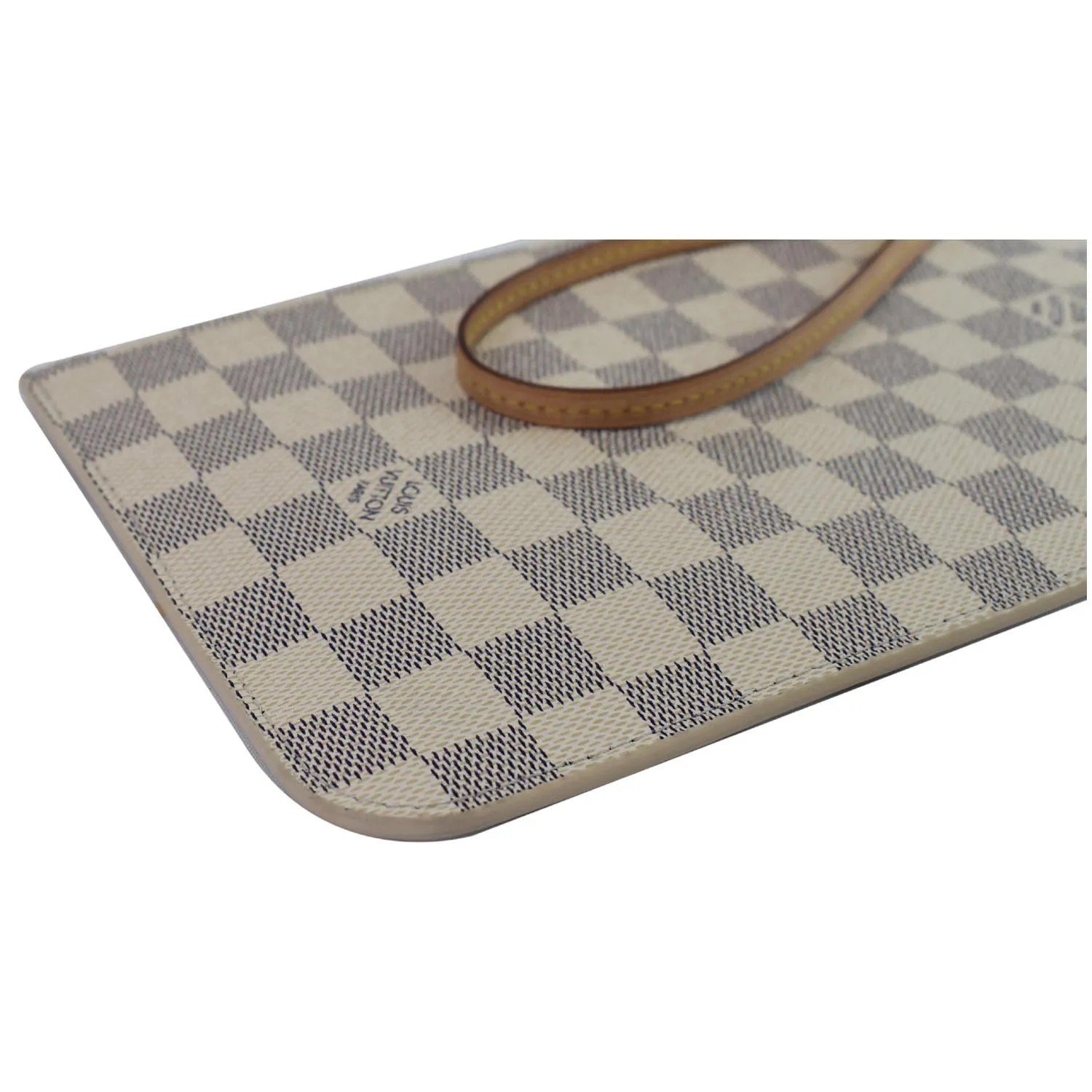 LOUIS VUITTON Pochette Wristlet Damier Azur Pouch Neverfull MM Rose Ballerine