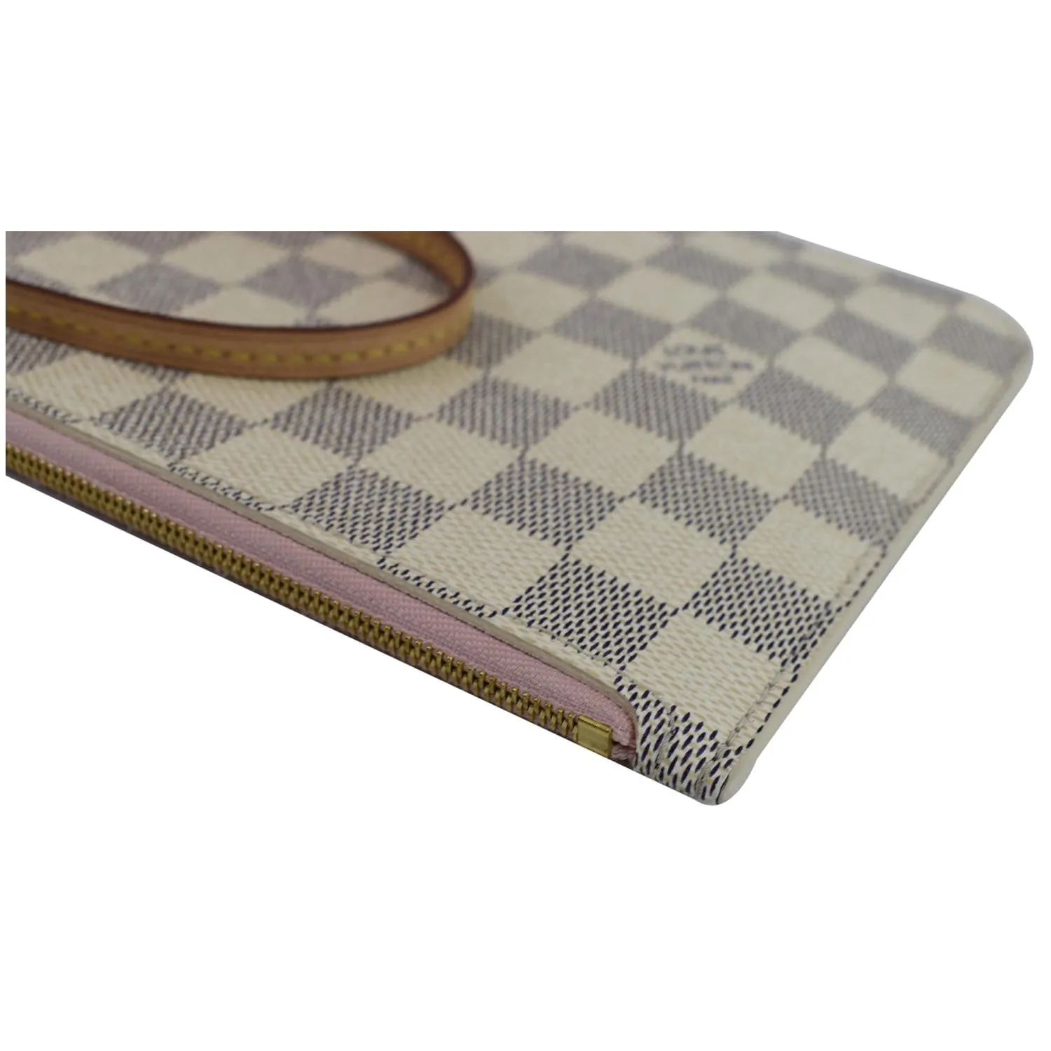 LOUIS VUITTON Pochette Wristlet Damier Azur Pouch Neverfull MM Rose Ballerine