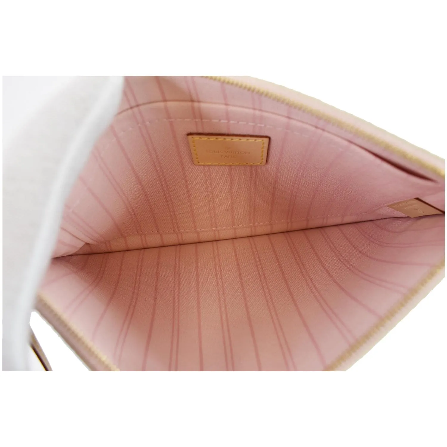 LOUIS VUITTON Pochette Wristlet Damier Azur Pouch Neverfull MM Rose Ballerine