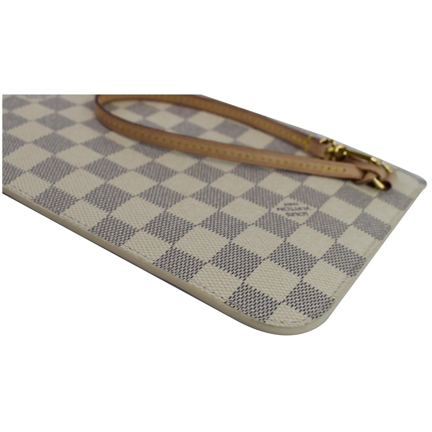 LOUIS VUITTON Pochette Wristlet Damier Azur Pouch Neverfull MM Rose Ballerine