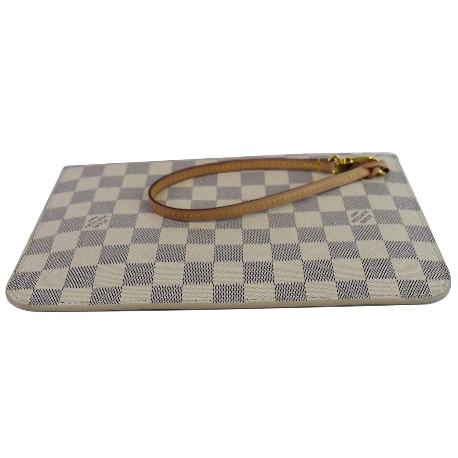 LOUIS VUITTON Pochette Wristlet Damier Azur Pouch Neverfull MM Rose Ballerine