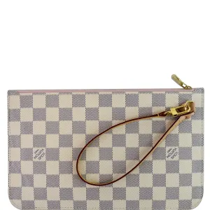 LOUIS VUITTON Pochette Wristlet Damier Azur Pouch Neverfull MM Rose Ballerine