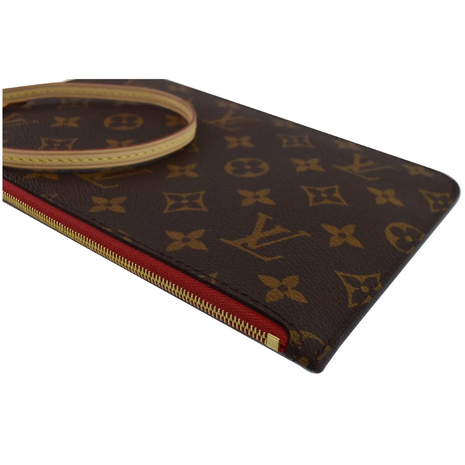LOUIS VUITTON Pochette Wristlet Monogram Canvas Neverfull MM Brown