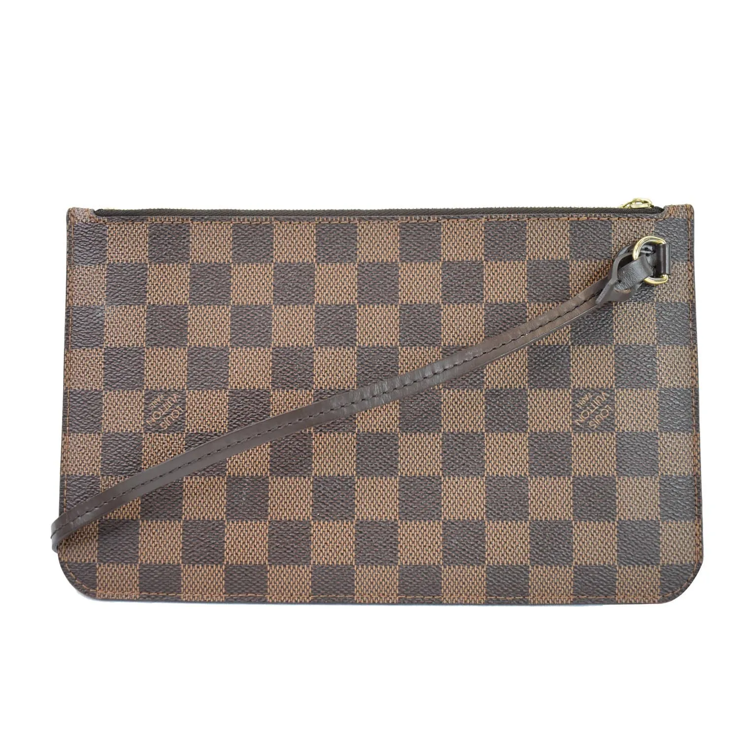 LOUIS VUITTON Pochette Wristlet Pouch Damier Ebene Neverfull GM Brown