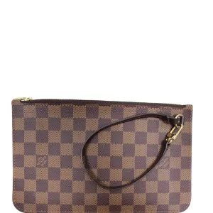 LOUIS VUITTON Pochette Wristlet Pouch Damier Ebene Neverfull MM Brown