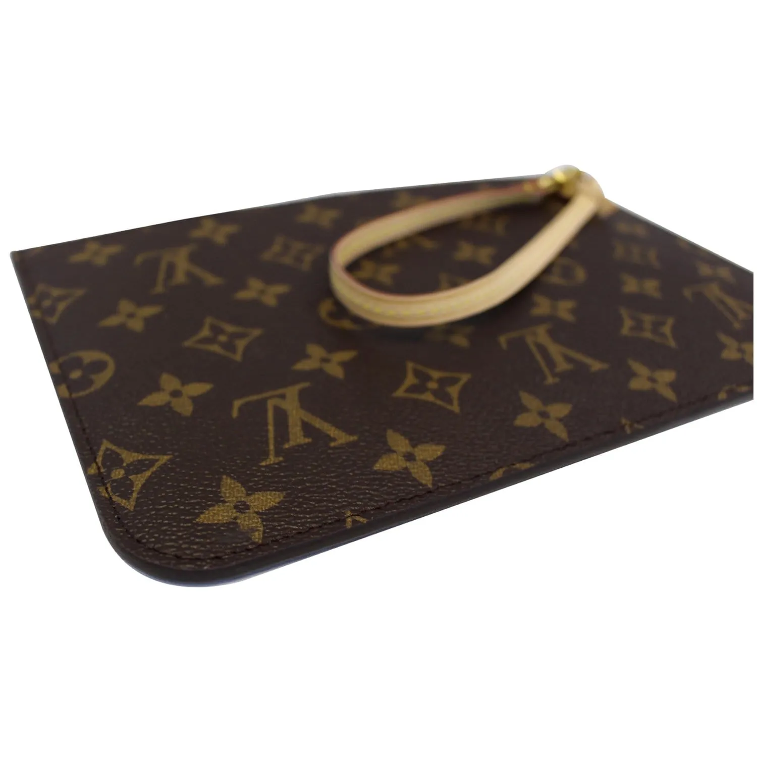 LOUIS VUITTON Pochette Wristlet Pouch Monogram Canvas Neverfull MM Brown/Red