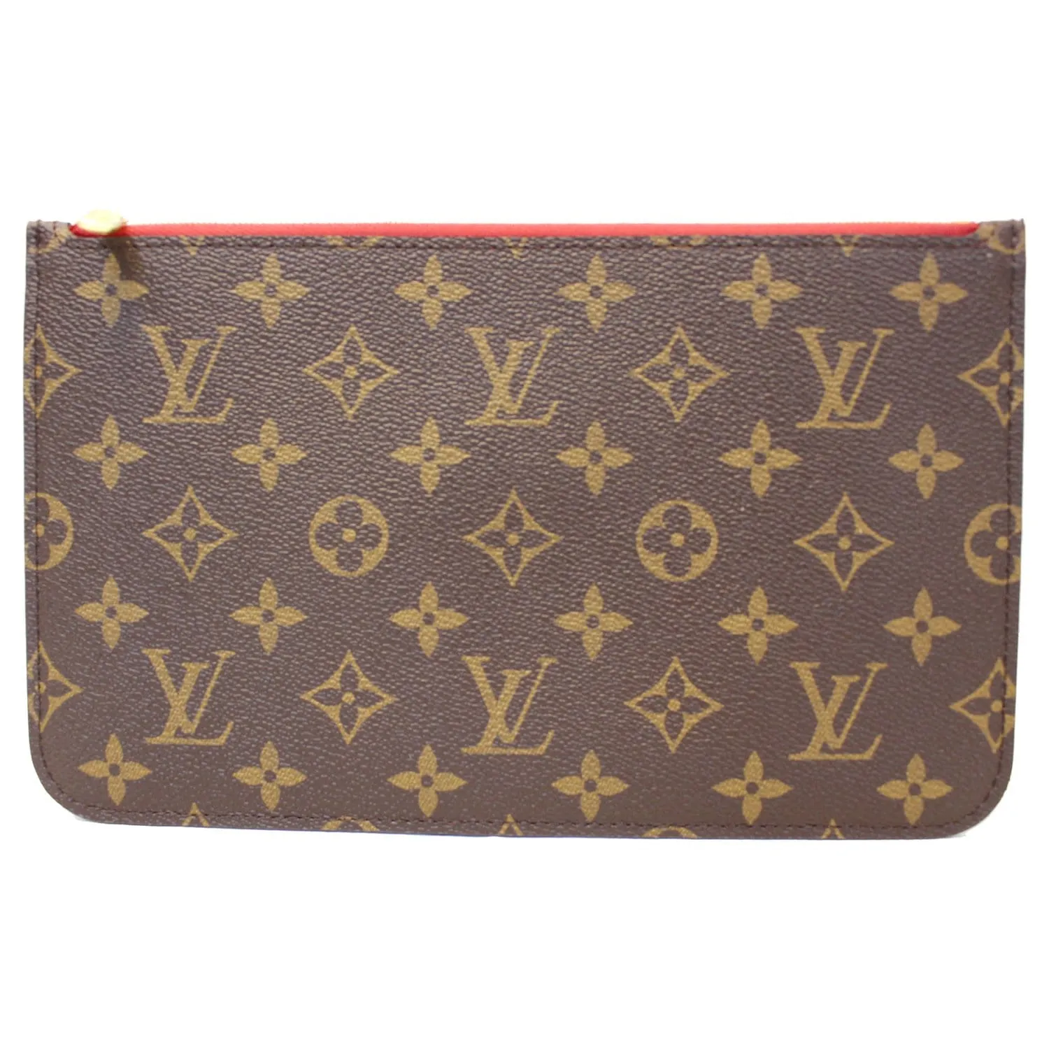 LOUIS VUITTON Pochette Wristlet Pouch Monogram Canvas Neverfull MM Brown/Red
