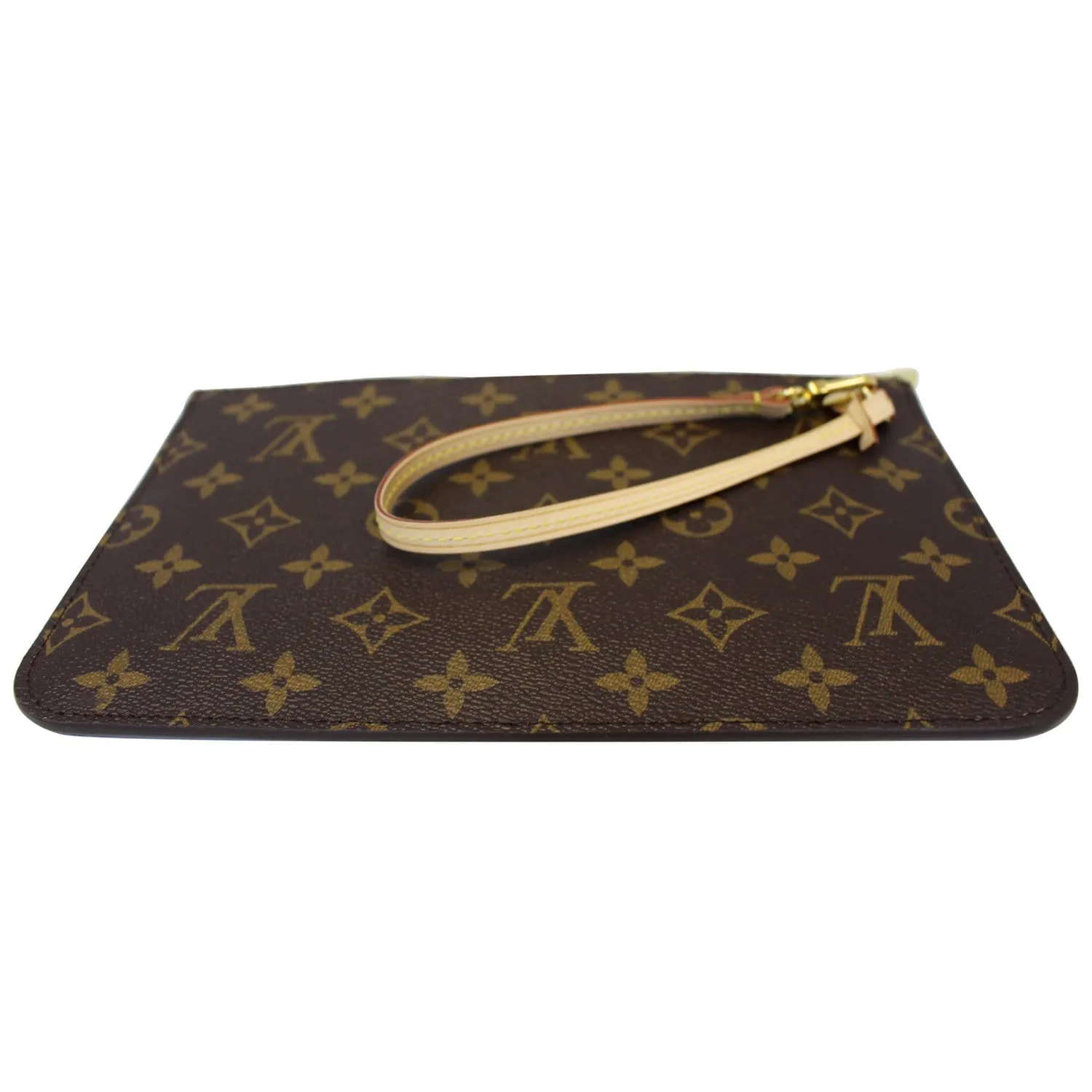 LOUIS VUITTON Pochette Wristlet Pouch Monogram Canvas Neverfull MM Brown/Red