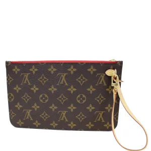 LOUIS VUITTON Pochette Wristlet Pouch Monogram Canvas Neverfull MM Brown/Red