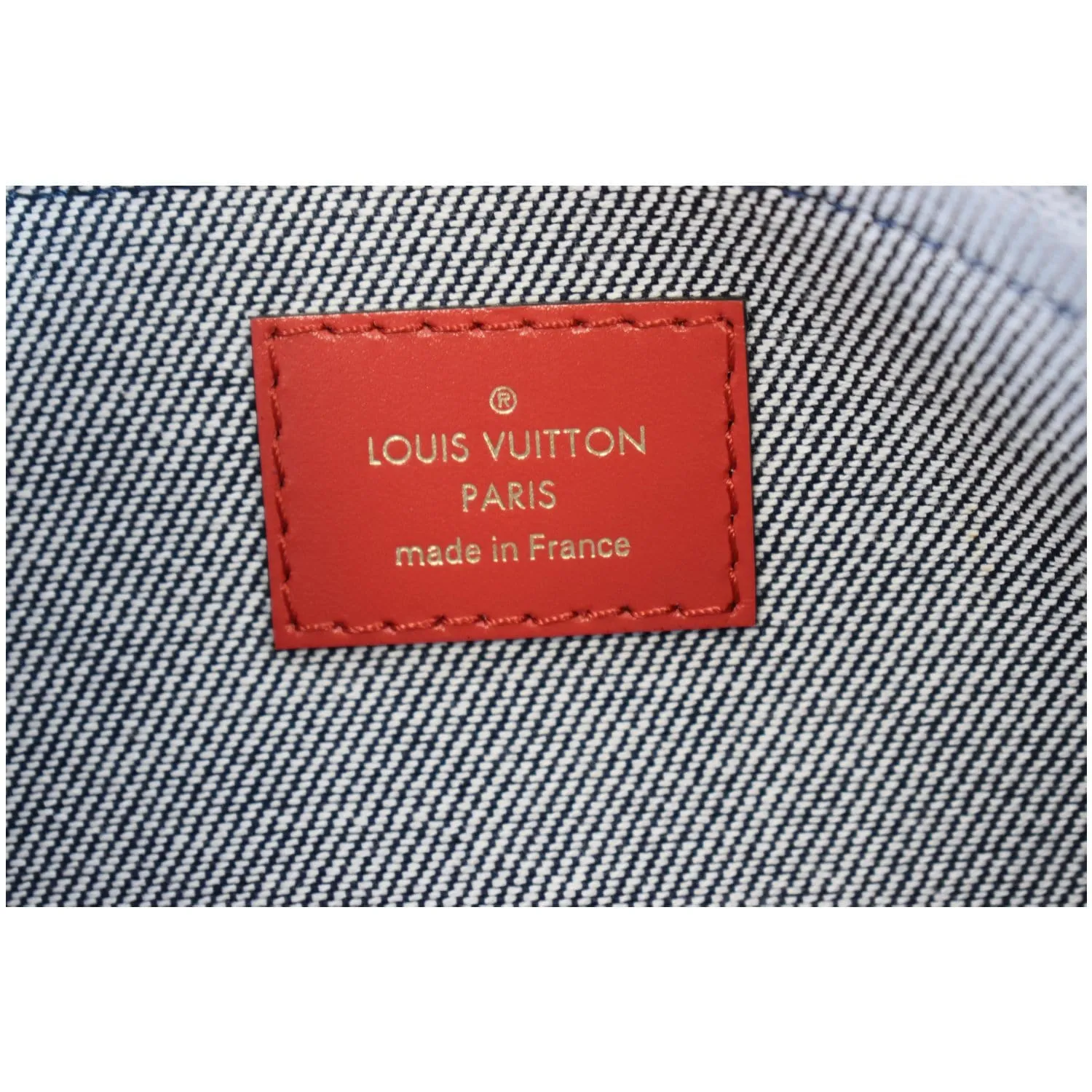 LOUIS VUITTON Pochette Wristlet Pouch Patchwork Denim Neverfull MM Blue