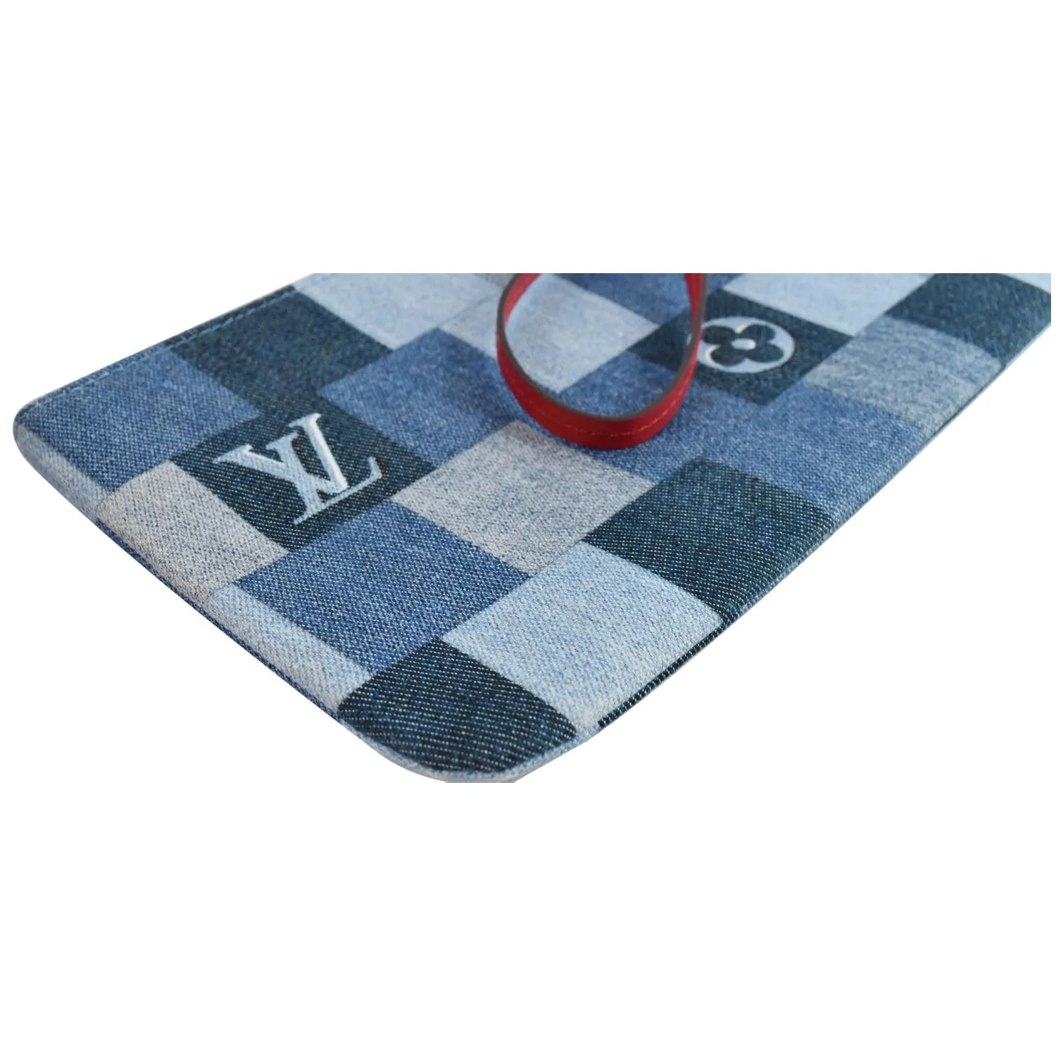 LOUIS VUITTON Pochette Wristlet Pouch Patchwork Denim Neverfull MM Blue