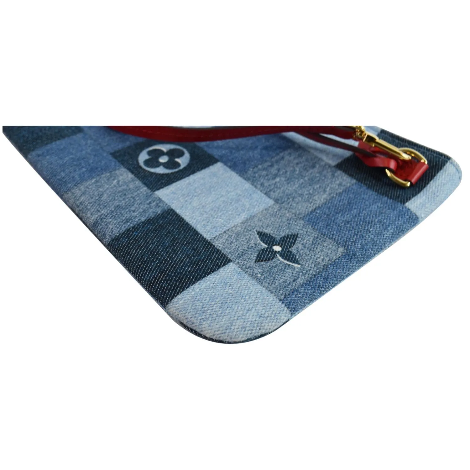 LOUIS VUITTON Pochette Wristlet Pouch Patchwork Denim Neverfull MM Blue