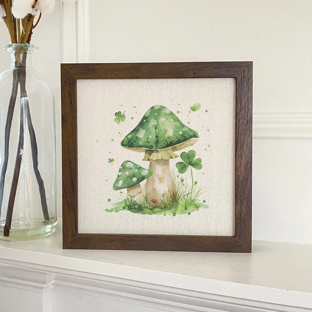 Lucky Mushrooms - St. Patrick's Day Framed Sign