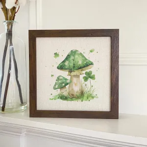 Lucky Mushrooms - St. Patrick's Day Framed Sign