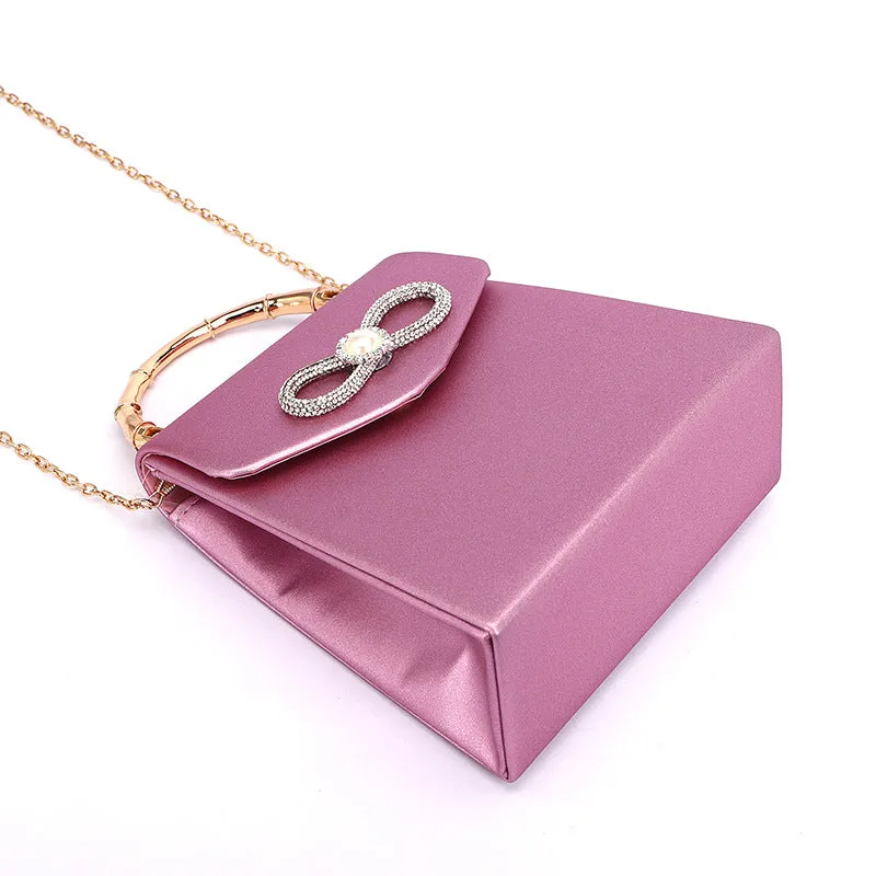 Luxury Satin Rhinestone Crossbow Handbag For Women, Crossbody Purse For Ladies Bow Knot Evening Party Shoulder Bag Sparkly Bag, Purse Fashion Top Wedding Handbag Shoulder and Cross body Bag
