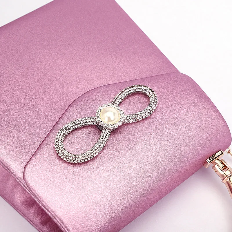 Luxury Satin Rhinestone Crossbow Handbag For Women, Crossbody Purse For Ladies Bow Knot Evening Party Shoulder Bag Sparkly Bag, Purse Fashion Top Wedding Handbag Shoulder and Cross body Bag