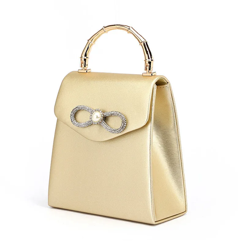 Luxury Satin Rhinestone Crossbow Handbag For Women, Crossbody Purse For Ladies Bow Knot Evening Party Shoulder Bag Sparkly Bag, Purse Fashion Top Wedding Handbag Shoulder and Cross body Bag
