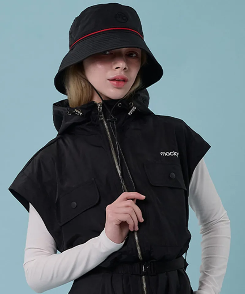 MACKY Golf: Hooded Zip-Up Belt Dress - Black