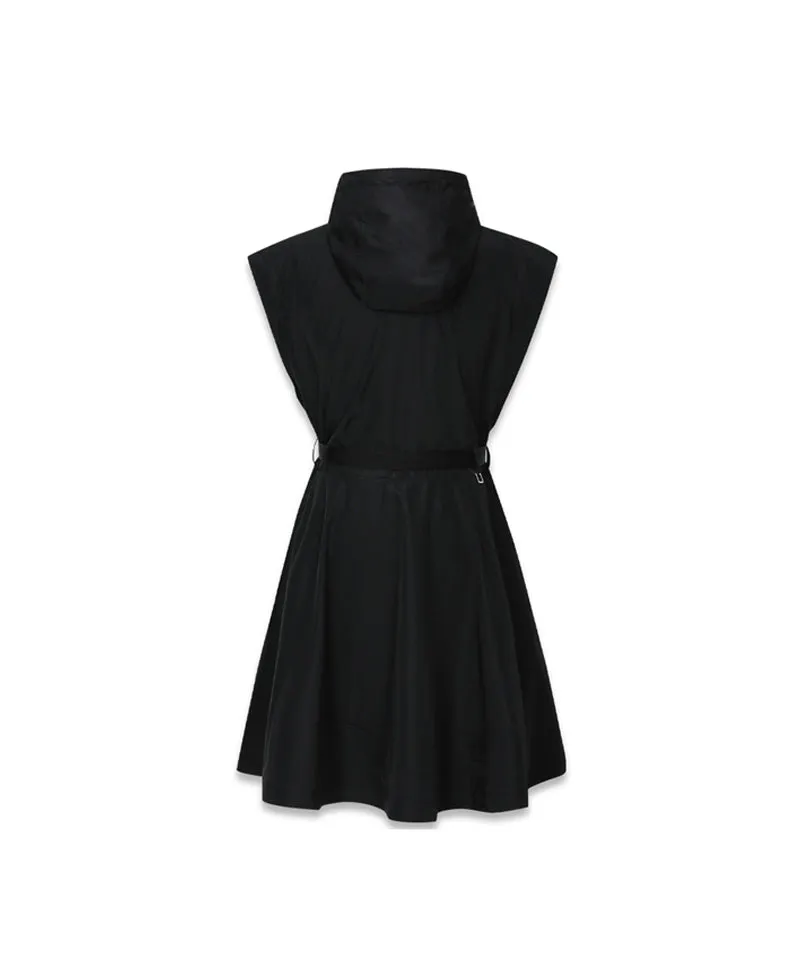 MACKY Golf: Hooded Zip-Up Belt Dress - Black