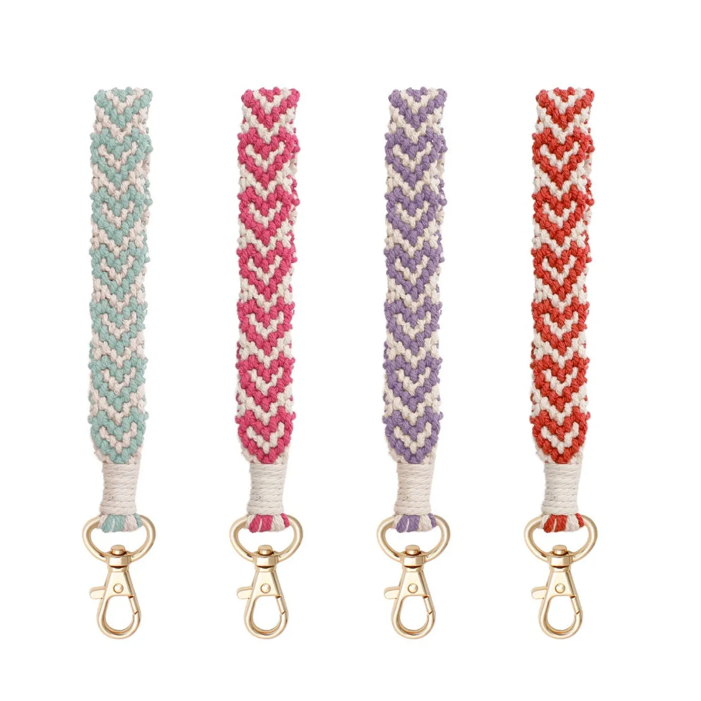 Macrame Braided Heart Wristlet Keychain