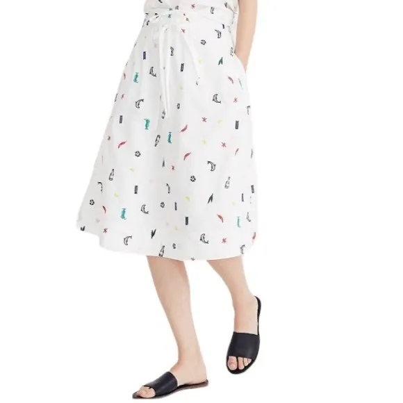 Madewell Summer Friday Embroidered Drawstring Circle Skirt