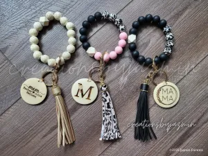 Mama Keychain Wristlet, Leopard Keychain For Mom, Initials Keychains, Mother's Day Gift