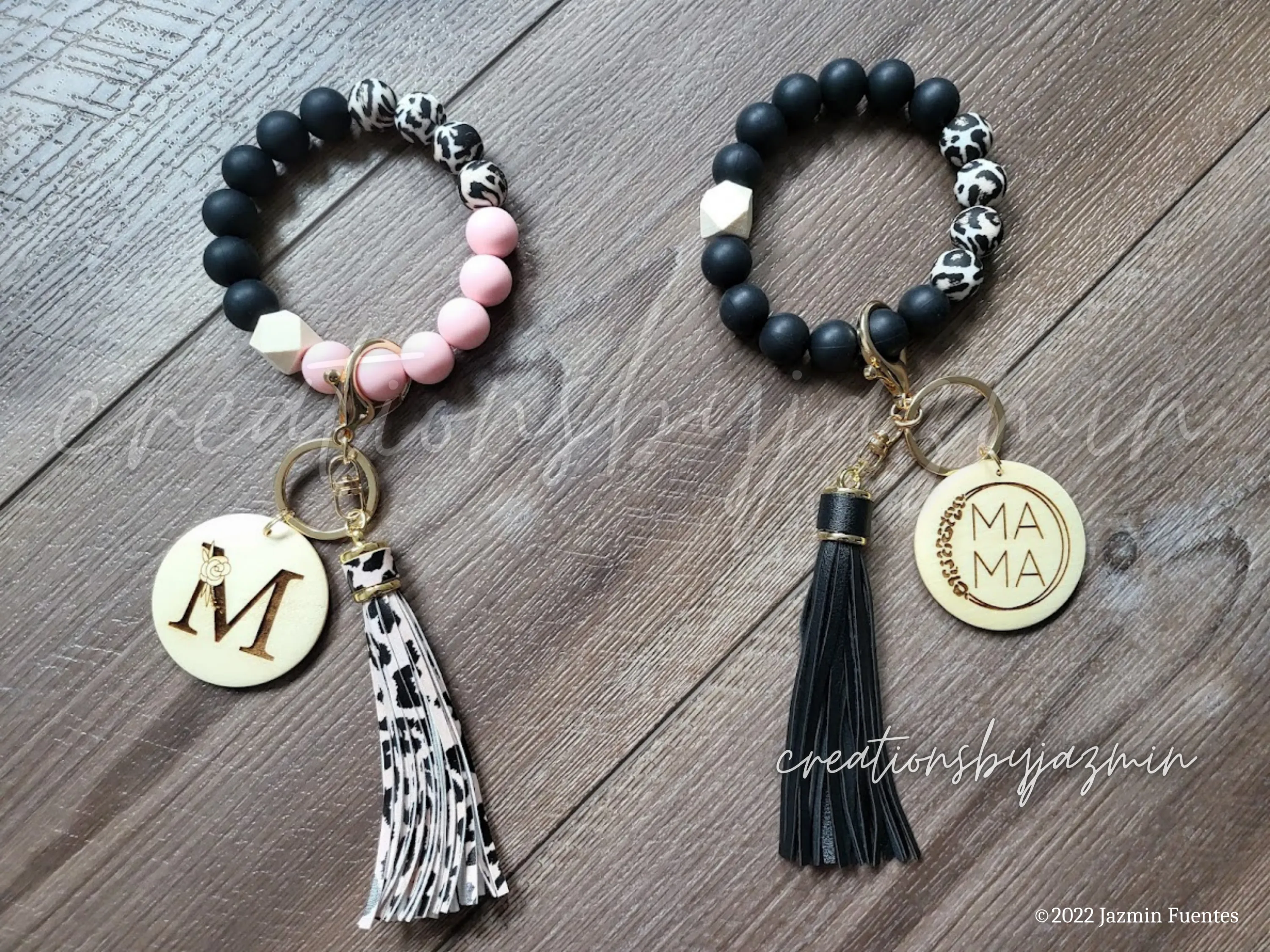 Mama Keychain Wristlet, Leopard Keychain For Mom, Initials Keychains, Mother's Day Gift