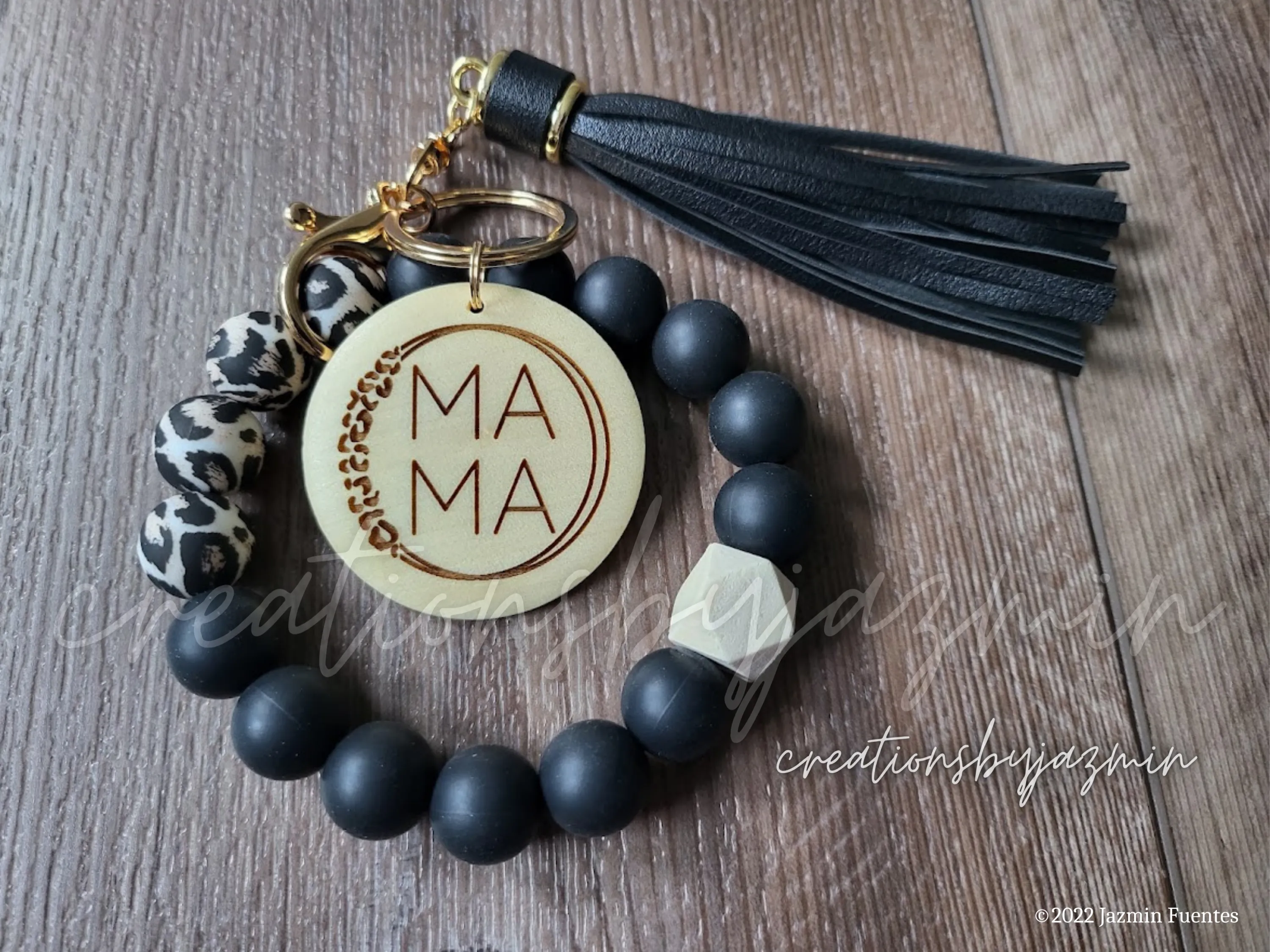 Mama Keychain Wristlet, Leopard Keychain For Mom, Initials Keychains, Mother's Day Gift