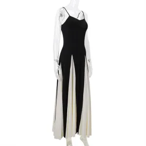 Marlene - Chic Color Contrast Woman's Sling Dress